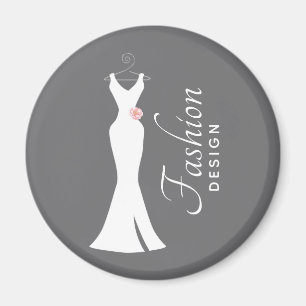Elegantes White Gown on Gray - Modedesign Magnet