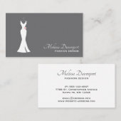 Elegantes White Gown on Gray - Stilvoll Minimalist Visitenkarte (Vorne/Hinten)