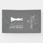 Elegantes White Gown on Gray - Stilvolles Brautpar Banner (Horizontal)