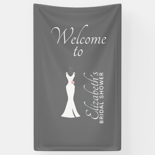 Elegantes White Gown on Gray - Stilvolles Brautpar Banner (Vertikal)