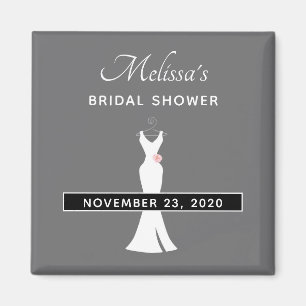 Elegantes White Gown on Gray - Stilvolles Brautpar Magnet
