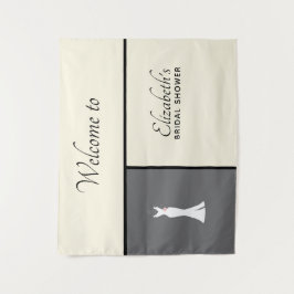 Elegantes White Gown on Gray - Stilvolles Brautpar Wandteppich