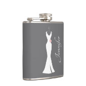 Elegantes White Gown on Gray - Stilvolles, einfach Flachmann (Rechts)