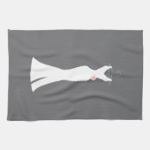 Elegantes White Gown on Gray - Stilvolles, einfach Geschirrtuch (Horizontal)