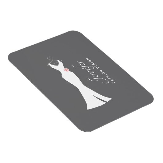 Elegantes White Gown on Gray - Stilvolles, einfach Magnet (Rechte Seite)