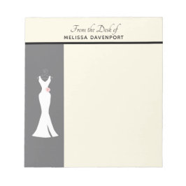 Elegantes White Gown on Gray - Stilvolles, einfach Notizblock