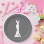 Elegantes White Gown on Gray - Stilvolles, einfach Pappteller (Party)