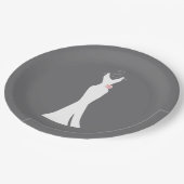 Elegantes White Gown on Gray - Stilvolles, einfach Pappteller (Schrägansicht)