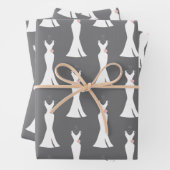 Elegantes White Gown on Gray - Stilvolles Muster Geschenkpapier Set (Beispiel)
