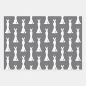 Elegantes White Gown on Gray - Stilvolles Muster Geschenkpapier Set (Vorderseite)