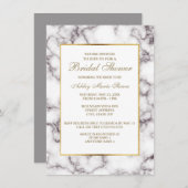 Elegantes White Gray Marble Gold Trim Brautparty Einladung (Vorne/Hinten)