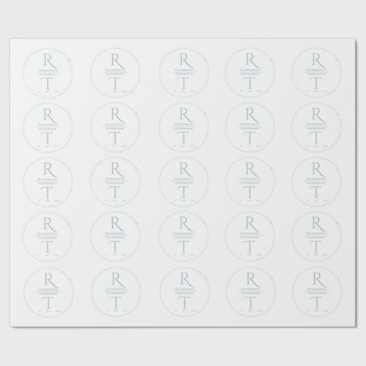 Elegantes White Gray Monogram Wedding Wrapping Pap Geschenkpapier (Flach)