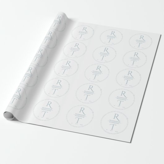 Elegantes White Gray Monogram Wedding Wrapping Pap Geschenkpapier (Ungerollt)