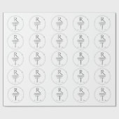 Elegantes White Gray Monogram Wedding Wrapping Pap Geschenkpapier (Flach)