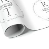 Elegantes White Gray Monogram Wedding Wrapping Pap Geschenkpapier (Rolleneckpunkt)