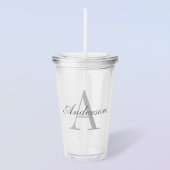 Elegantes White & Gray Monogramm Acryltrinkbecher