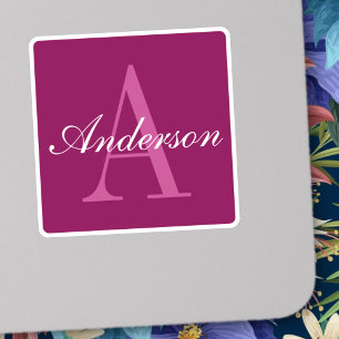 Elegantes White & Gray Monogramm Aufkleber