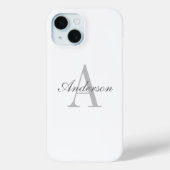 Elegantes White & Gray Monogramm Case-Mate iPhone Hülle (Rückseite)