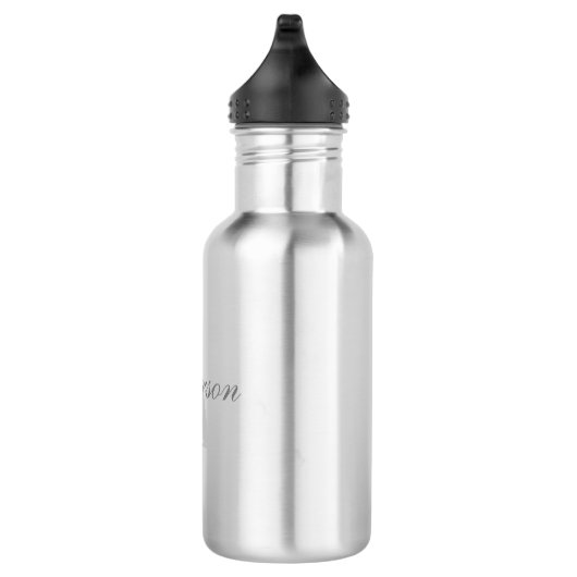 Elegantes White & Gray Monogramm Edelstahlflasche (Rechts)