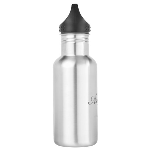 Elegantes White & Gray Monogramm Edelstahlflasche (Links)