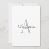 Elegantes White & Gray Monogramm Einladung (Vorderseite)