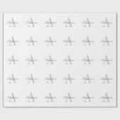 Elegantes White & Gray Monogramm Geschenkpapier (Flach)
