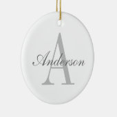 Elegantes White & Gray Monogramm Keramik Ornament (Rechts)