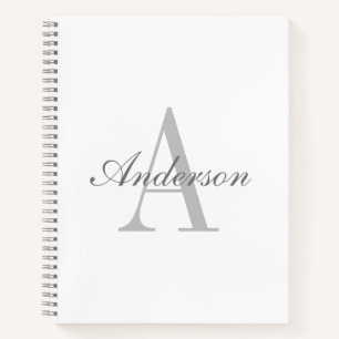 Elegantes White & Gray Monogramm Notizblock