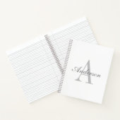 Elegantes White & Gray Monogramm Notizblock (Innenseite)
