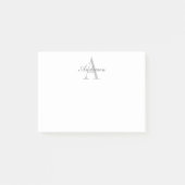 Elegantes White & Gray Monogramm Post-it Klebezettel (Vorderseite)