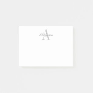 Elegantes White & Gray Monogramm Post-it Klebezettel