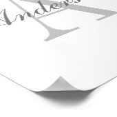 Elegantes White & Gray Monogramm Poster (Ecke)