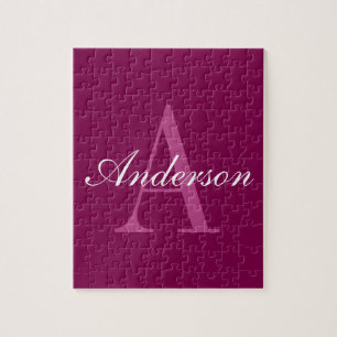 Elegantes White & Gray Monogramm Puzzle