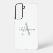 Elegantes White & Gray Monogramm Samsung Galaxy Hülle (Rückseite)