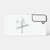 Elegantes White & Gray Monogramm Samsung Galaxy Hülle (Rückseite (Horizontal))