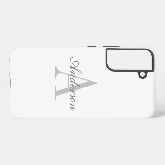 Elegantes White & Gray Monogramm Samsung Galaxy Hülle (Rückseite (Horizontal))
