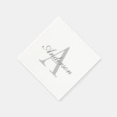 Elegantes White & Gray Monogramm Serviette (Ecke)