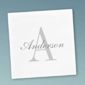 Elegantes White & Gray Monogramm Serviette