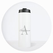 Elegantes White & Gray Monogramm Thermosbecher