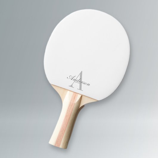 Elegantes White & Gray Monogramm Tischtennis Schläger
