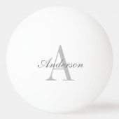 Elegantes White & Gray Monogramm Tischtennisball (Vorderseite)