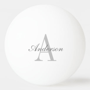 Elegantes White & Gray Monogramm Tischtennisball