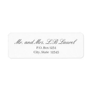 Elegantes White Gray Script-Rückgabeadresse-Label