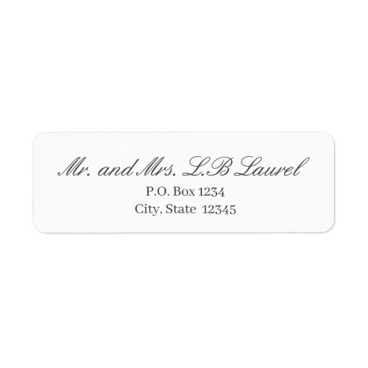 Elegantes White Gray Script-Rückgabeadresse-Label (Vorne)
