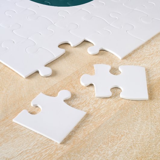 Elegantes White & Green Monogramm Puzzle (Seite)