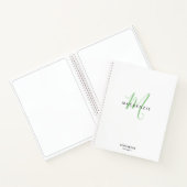 Elegantes White Green Script Monogram Sketchbook Notizblock (Innenseite)