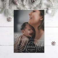 Elegantes White Hand Lettered Happy Hanukkah Foto