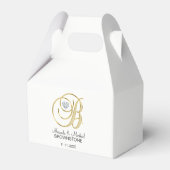 Elegantes White Heart Monogram B Wedding Gift Geschenkschachtel (Rückseite)
