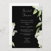 Elegantes White Hydrangea Black Brautparty Einladung (Vorne/Hinten)