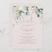 Elegantes White Hydrangea Blush Brautparty Einladung (Vorne/Hinten)